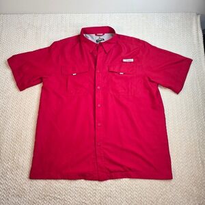 Habit Mens XL Red Short Sleeve Fishing Shirt Vented UPF 40+ Performance Button
